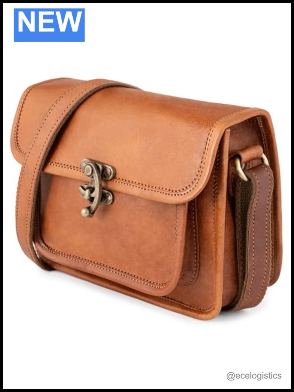 Genuine Leather Crossbody Bag Satchel Purse w/ Adjustable Strap & Pockets